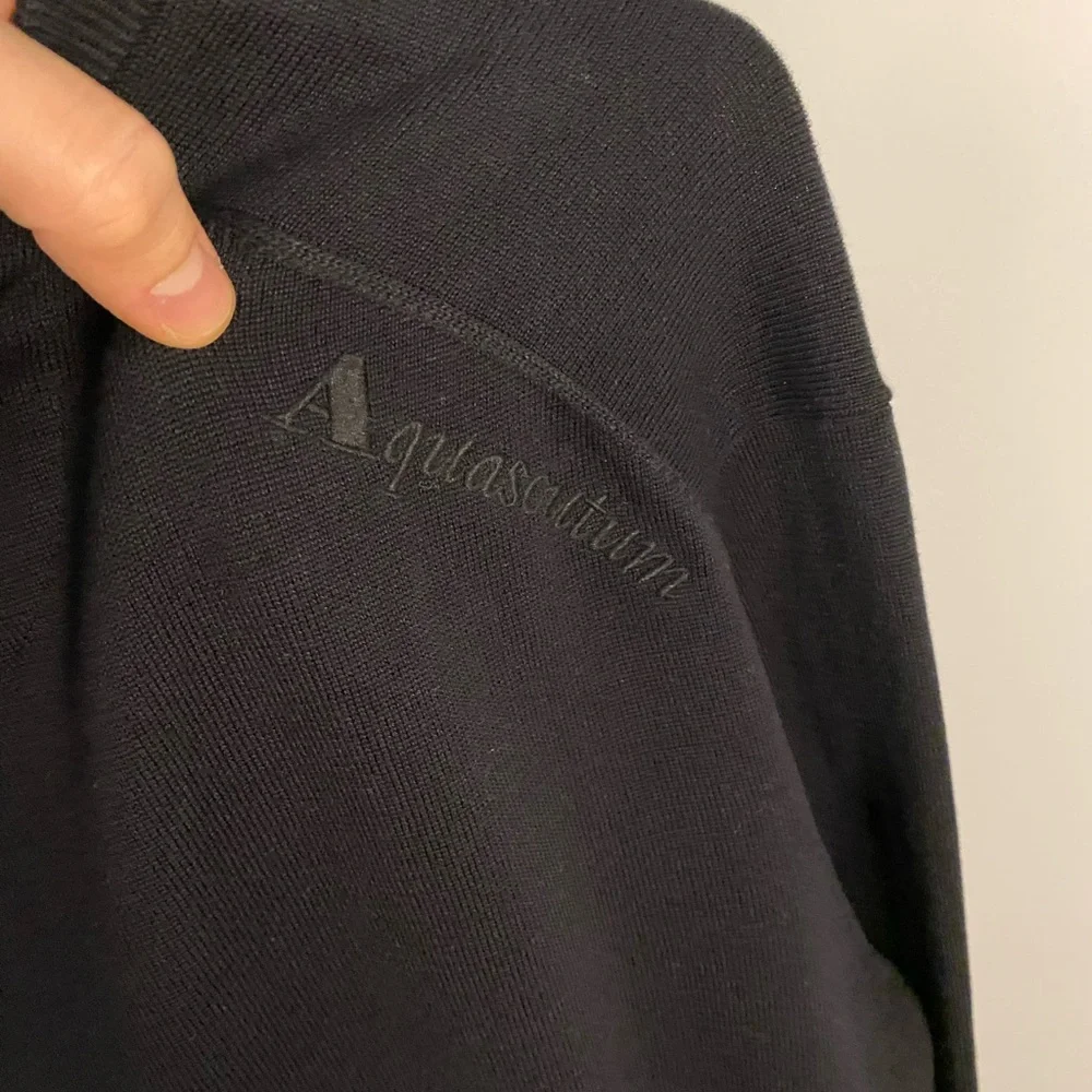 AQUASCUTUM Men’s Argyle Cotton Knit V-Neck Golf Sweater Black Blue XL - Picture 5 of 7